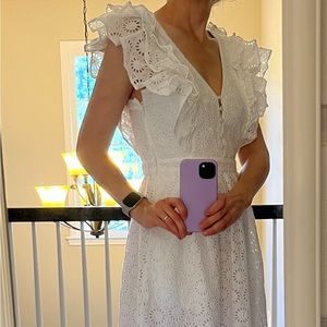 NWT J Crew White Eyelet Maxi Sundress with POCKETS !  Size 00